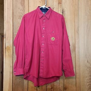 Burberrys RARE 1960's Vintage Button Down Preppy Academia Shirt, Medium, Red